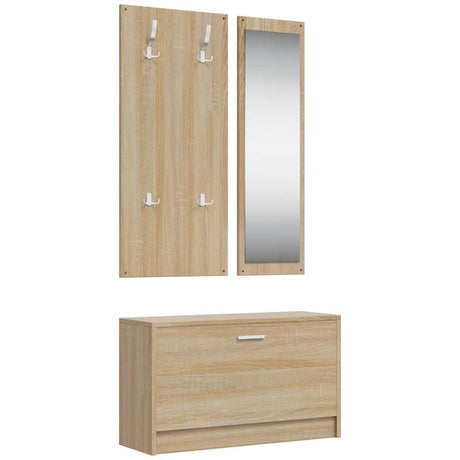 Vidaxl Schuhschrank Set 3-in-1 bearbeitetes Holz Sonoma Eiche farbig