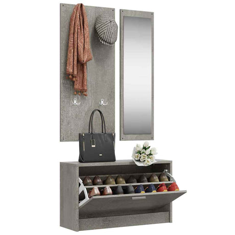Vidaxl Schuhschrank Set 3-in-1 bearbeitetes Holz Betonglijs