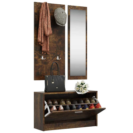 Vidaxl Schuhschrank Set 3-in-1 bearbeitetes Holz Sonoma Eiche farbig