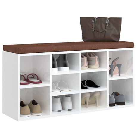 Vidaxl schoenenrek 103x30x48 cm bewerkt hout hoogglans wit