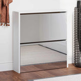 Vidaxl-Schuhschrank mit Spiegel 2-layer 63x17x67 cm Hochglanz weiß