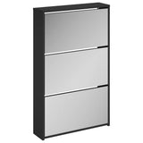 Vidaxx Schuhschrank mit Spiegel 3-stöckig schwarz 63x17x102,5 cm