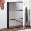 Vidaxx Schuhschrank mit Spiegel 3-stöckig schwarz 63x17x102,5 cm