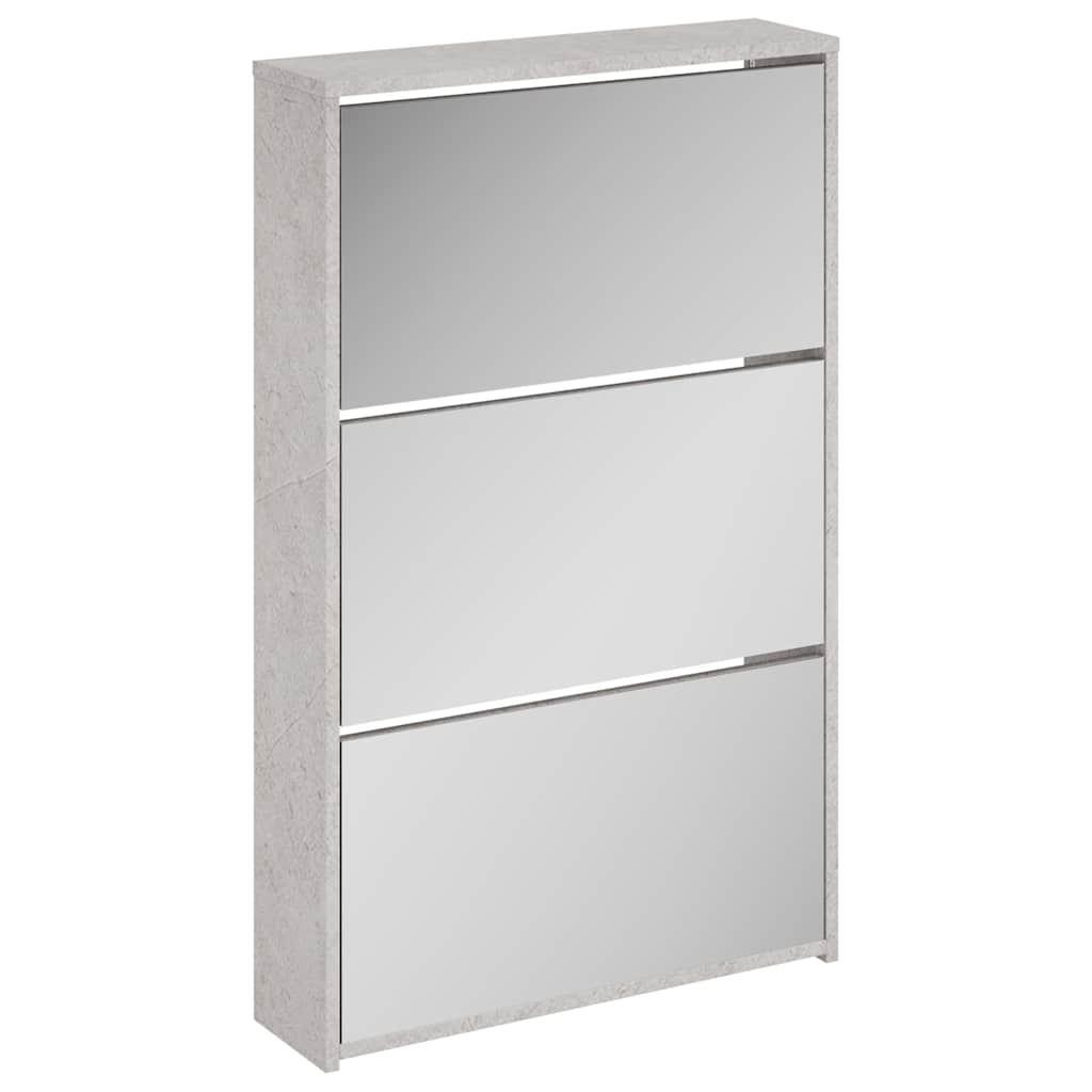 Vidaxx Schuhschrank mit Spiegel 3-lagig 63x17x102,5 cm betongrau