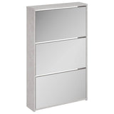 Vidaxx Schuhschrank mit Spiegel 3-lagig 63x17x102,5 cm betongrau