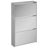 VidaXL Schuhschrank mit Spiegel 3-stöckig 63x17x102,5 cm Grau Sonoma