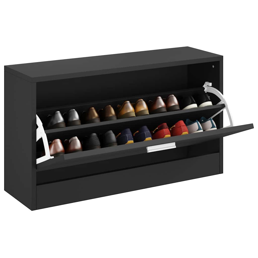 Vidaxx Schuhbank schwarz 80x24x45 cm aus Holz gefertigt