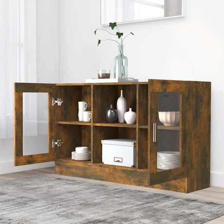 Vidaxl vitrinekast 120x30,5x70 cm bewerkt hout gerookt eikenkleurig