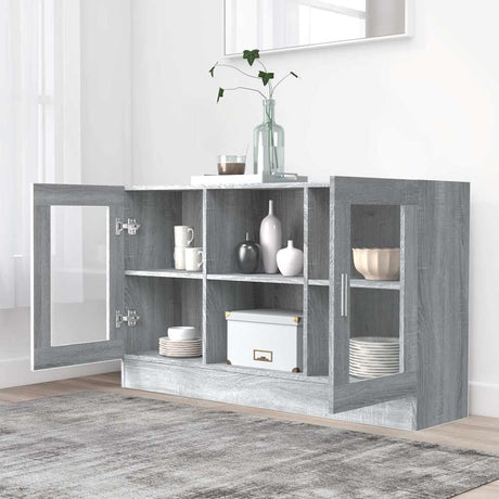 Vidaxl vitrinekast 120x30,5x70 cm bewerkt hout grijs sonoma eiken