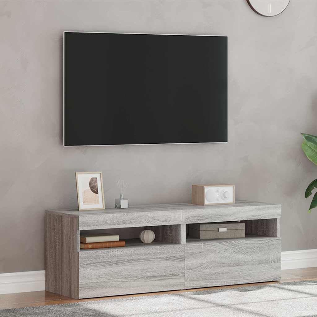 Vidaxl tv-meubels 2 st met led-verlichting 60x35x40 cm grijs sonoma