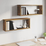 Vidaxl wandschappen kubus 2 st 60x15x23 cm bewerkt hout gerookt eiken