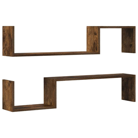 Vidaxl wandschappen 2 st 100x15x20 cm bewerkt hout gerookt eikenkleur