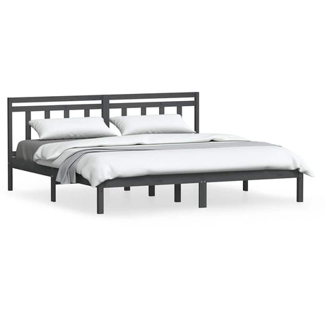 Vidaxl bedframe massief grenenhout grijs 200x200 cm