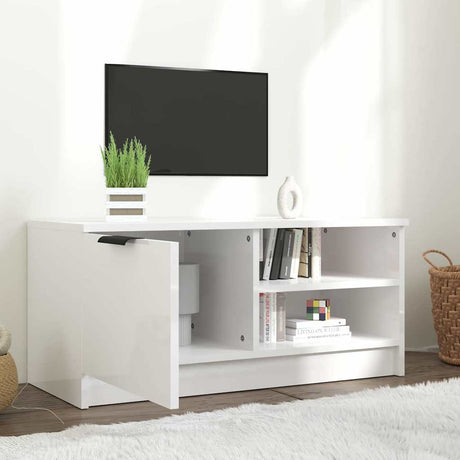 Vidaxl tv-meubel 80x35x36,5 cm bewerkt hout hoogglans wit