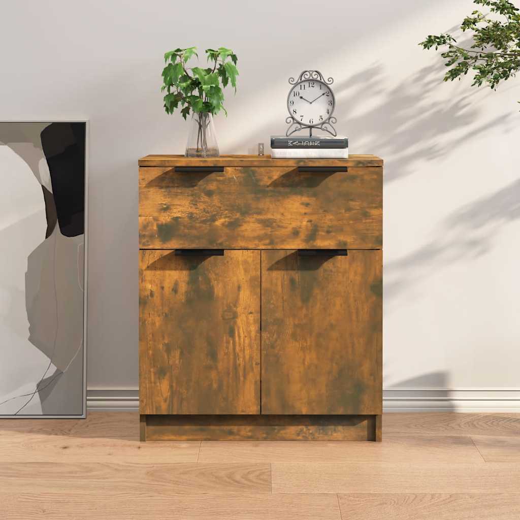 Vidaxl dressoir 60x30x70 cm bewerkt hout gerookt eikenkleurig