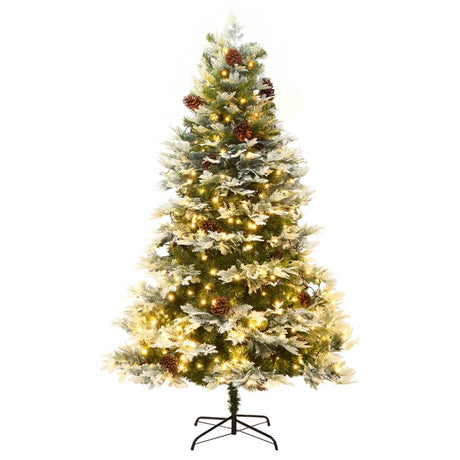 Vidaxl Weihnachtsbaum mit LED- und Kiefernzapfen 195 cm PVC und PE Green