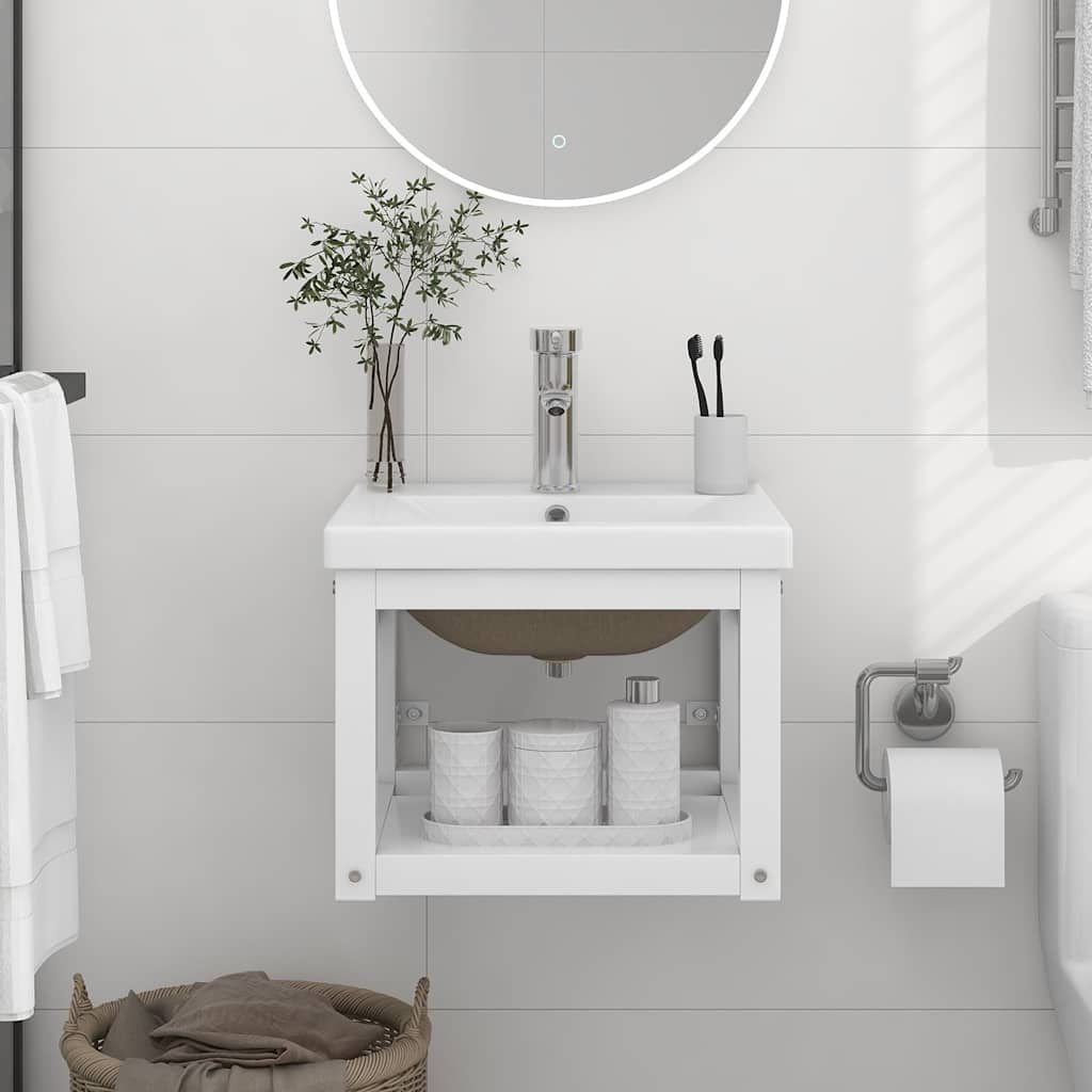 Vidaxl wastafelframe met inbouwwastafel ijzer wit