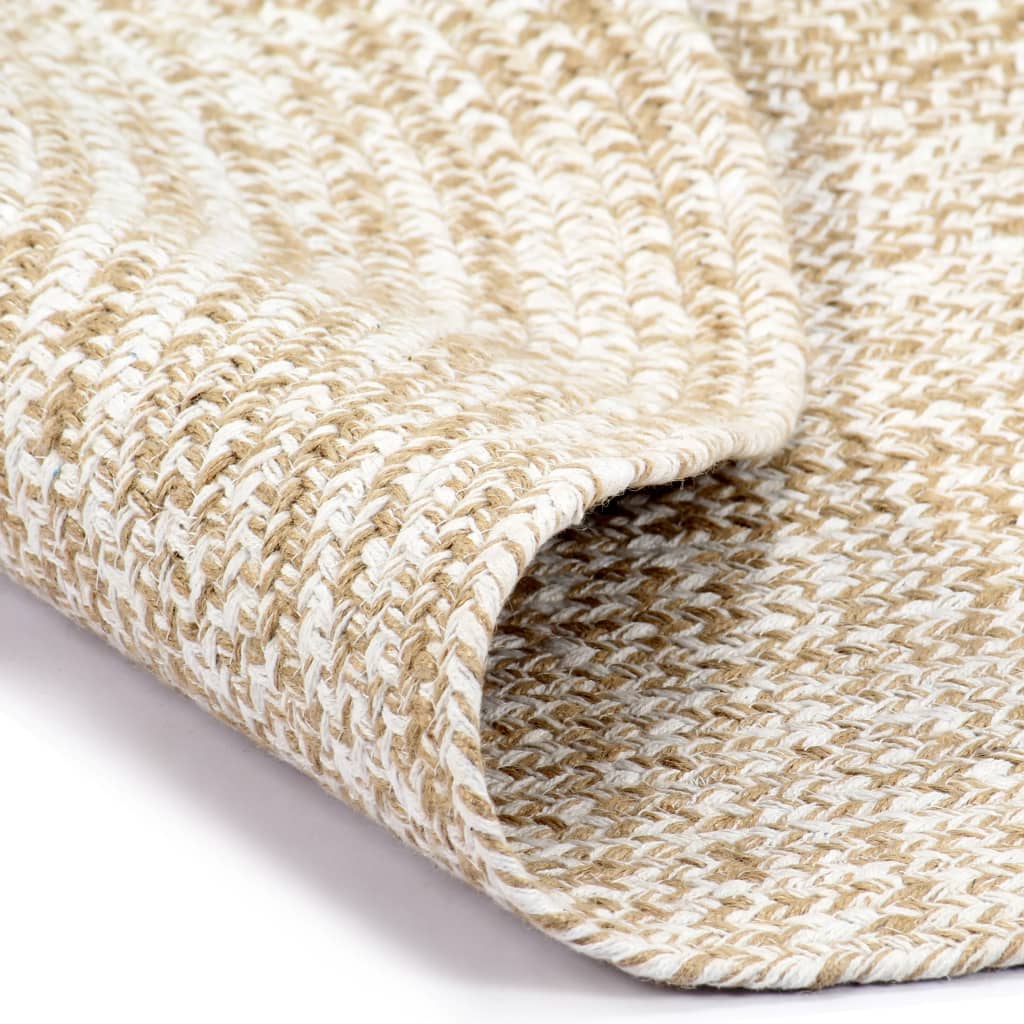 Vidaxl Teppich handgefertigt 240 cm Jute Weiß und Braun