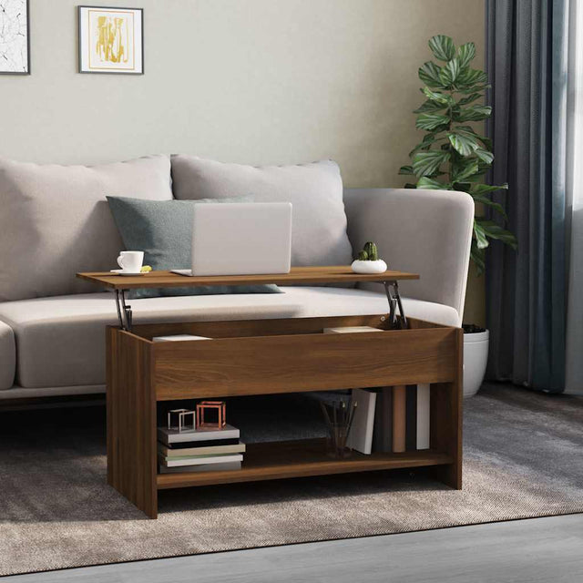 Vidaxl salontafel 102x50x52,5 cm bewerkt hout bruin eikenkleur