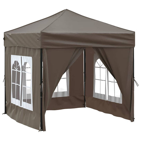 Vidaxl Partytent faltbar mit Seitenwänden 2x2 m Taupe