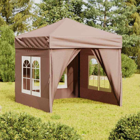 Vidaxl Partytent faltbar mit Seitenwänden 2x2 m Taupe