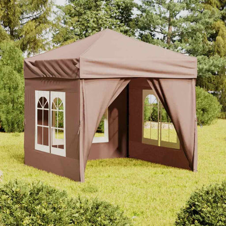 Vidaxl Partytent faltbar mit Seitenwänden 2x2 m Taupe