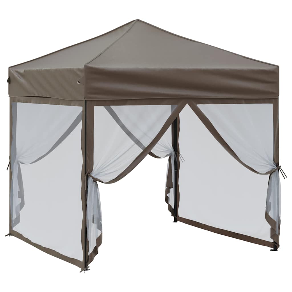 Vidaxl Partytent faltbar mit Seitenwänden 2x2 m Taupe