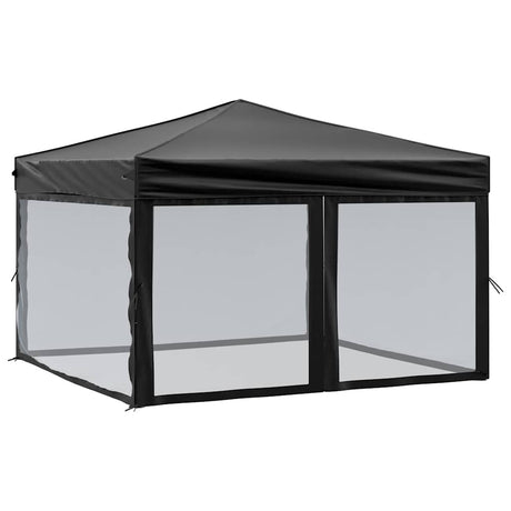 Vidaxl Partytent faltbar mit Seitenwänden 3x3 m schwarz
