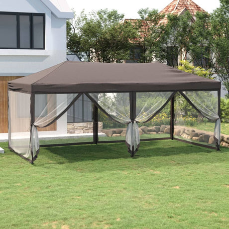 Vidaxl Partytent faltbar mit Seitenwänden 3x6 m Taupe