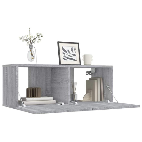 Vidaxl tv-meubel 80x30x30 cm bewerkt hout grijs sonoma eikenkleurig