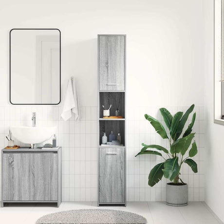 Vidaxl badkamerkast 30x30x183,5 cm bewerkt hout grijs sonoma eiken