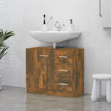 Vidaxl wastafelkast 63x30x54 cm bewerkt hout gerookt eikenkleurig