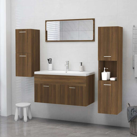 Vidaxl badkamerkast 30x30x130 cm bewerkt hout bruin eikenkleur