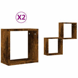 Vidaxl wandrekken kubus 2 st 30x15x30 cm gerookt eiken