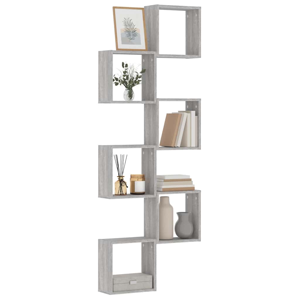 Vidaxl wandschappen kubus 6 st 30x15x30 cm grijs sonoma