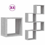 Vidaxl wandschappen 4 pcs grijs sonoma 26 x 15 x 26 cm bewerkt hout