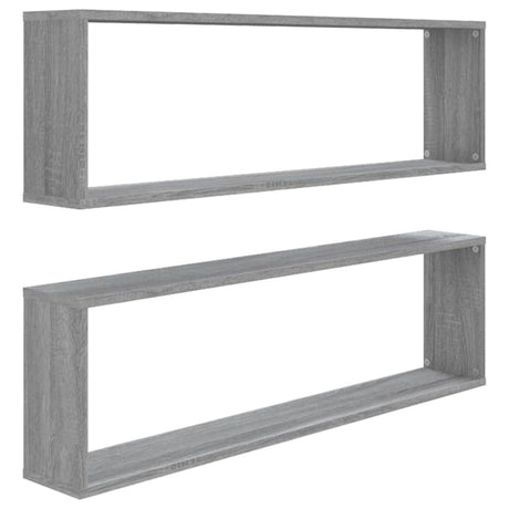 Vidaxl wandschappen kubus 2 st 100x15x30 cm bewerkt hout grijs sonoma