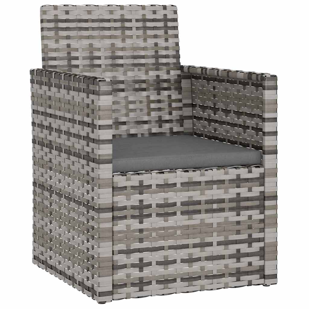Vidaxl 3-delige loungeset met kussens poly rattan grijs