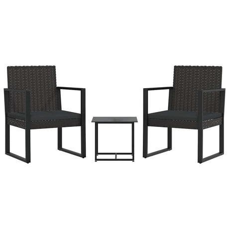 Vidaxl 3-delige loungeset met kussens poly rattan zwart