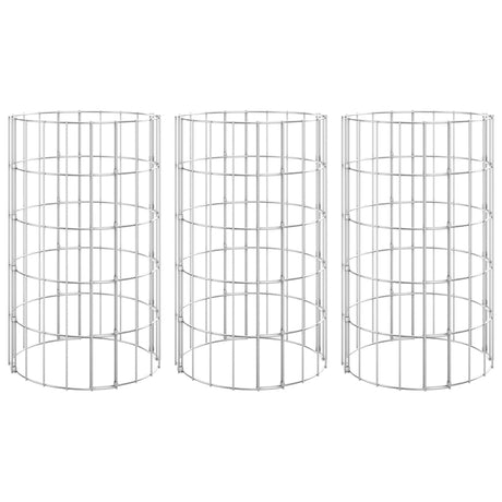 Vidaxx Gabionen-Pflanzgefäße 3 Stück rund erhöht ø30x50 cm Stahl