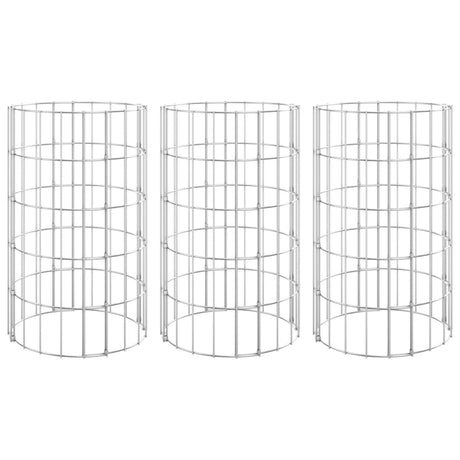 Vidaxx Gabionen-Pflanzgefäße 3 Stück rund erhöht ø30x50 cm Stahl