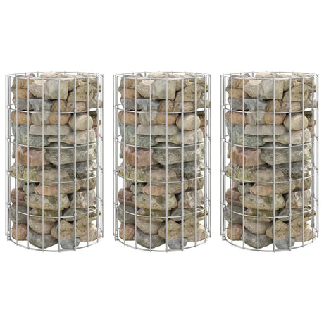 Vidaxx Gabionen-Pflanzgefäße 3 Stück rund erhöht ø30x50 cm Stahl