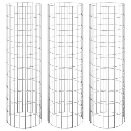 Vidaxl Gabion Pflanzer 3 ST Runde erhöht Ø30x100 cm Stahl