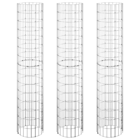 Vidaxl Gabion Pflanzer 3 ST Runde erhöht Ø30x150 cm Stahl