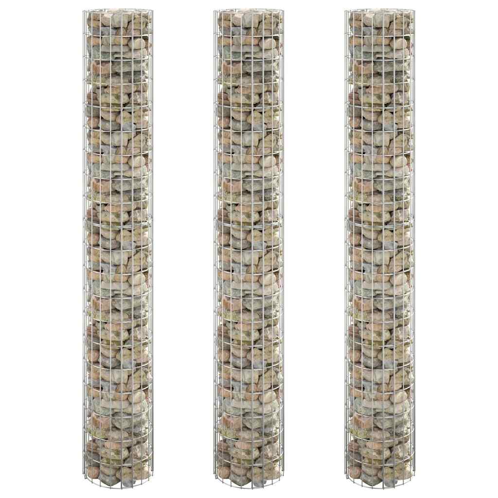 Vidaxl Gabion Pflanzer 3 ST Runde erhöht Ø30x200 cm Stahl