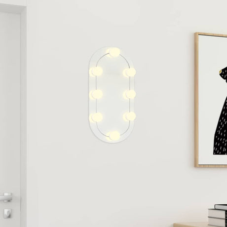 Vidaxxl Spiegel mit LED-Beleuchtung 40x20 cm Glas oval