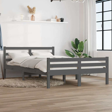 Vidaxl bedframe massief hout grijs 140x190 cm