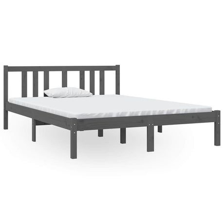 Vidaxl bedframe massief hout grijs 135x190 cm