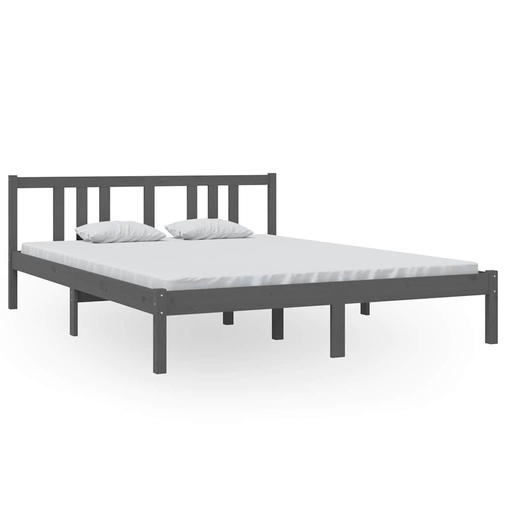 Vidaxl bedframe massief hout grijs 150x200 cm