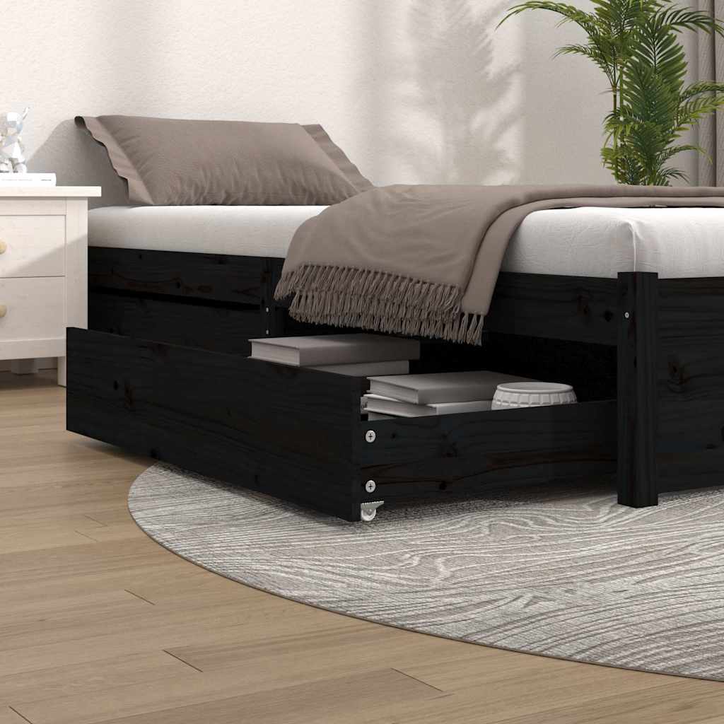 Vidaxl bedlades 2 st massief grenenhout zwart